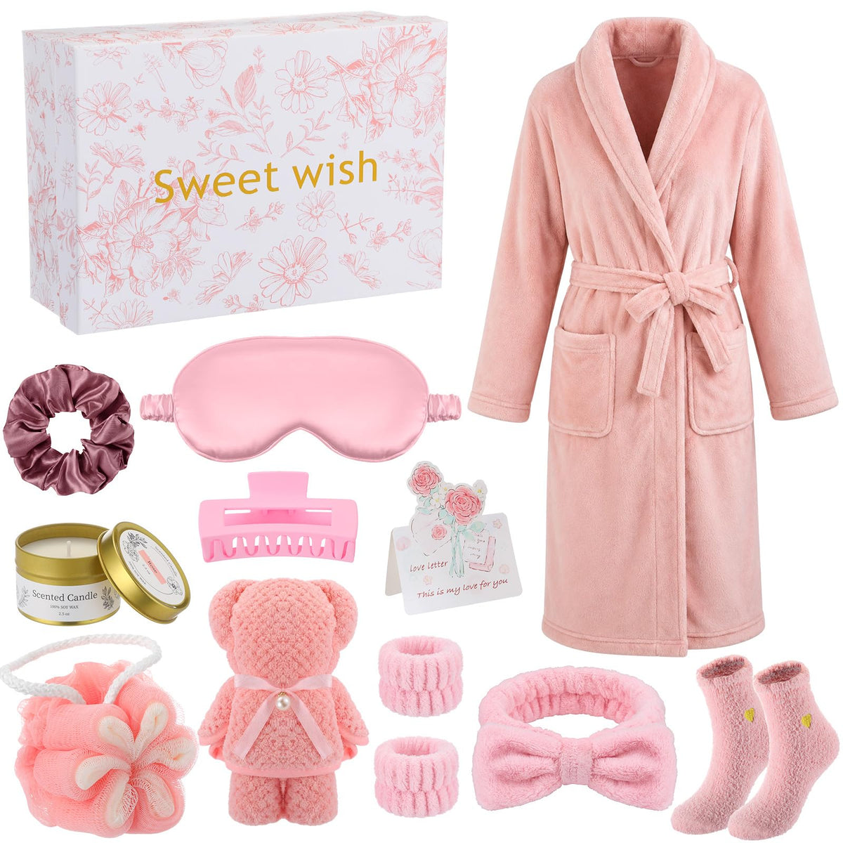 11 Pcs Pink Spa Gift Basket N118106
