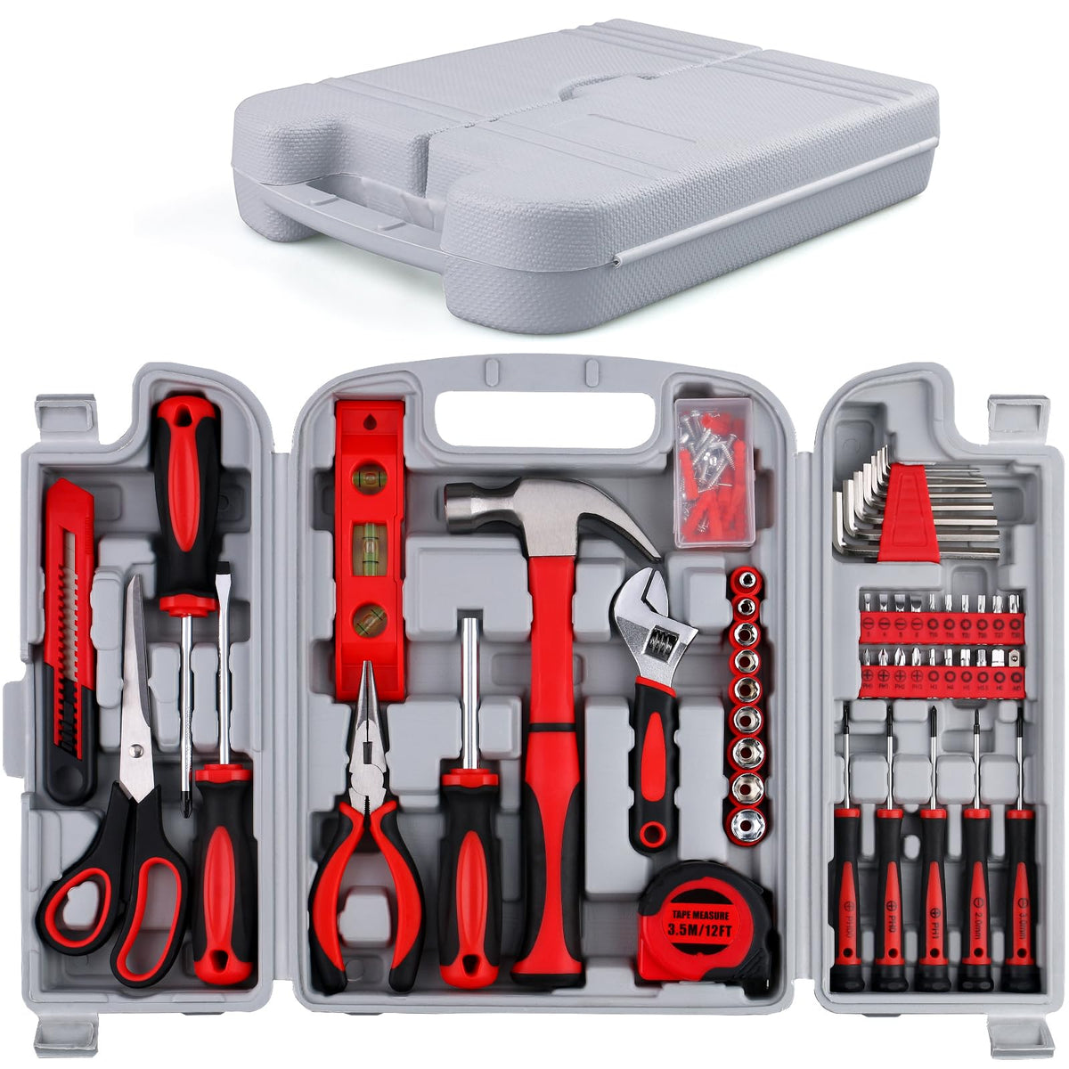 156-Piece All-Purpose Home Tool Kit in Foldable Toolbox Q53171