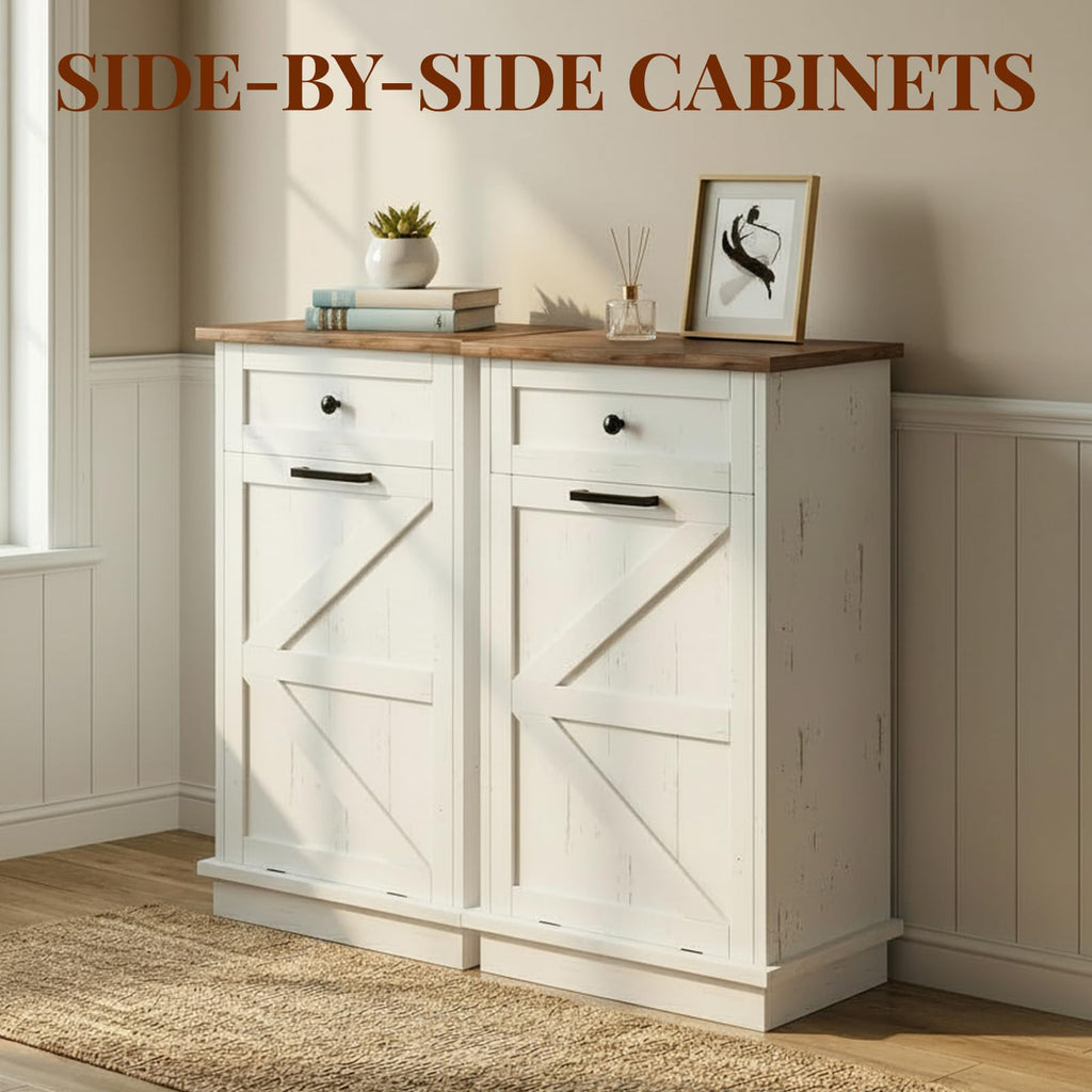 10 Gallon Tilt Out Trash Cabinet with Storage Drawer D4306