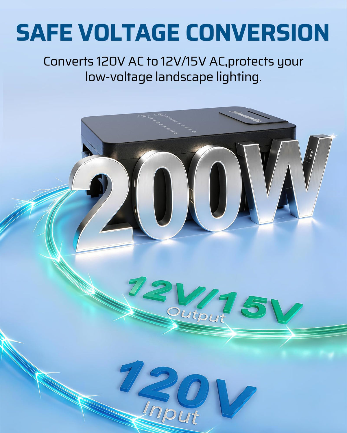 200W Low Voltage Landscape Transformer H2922