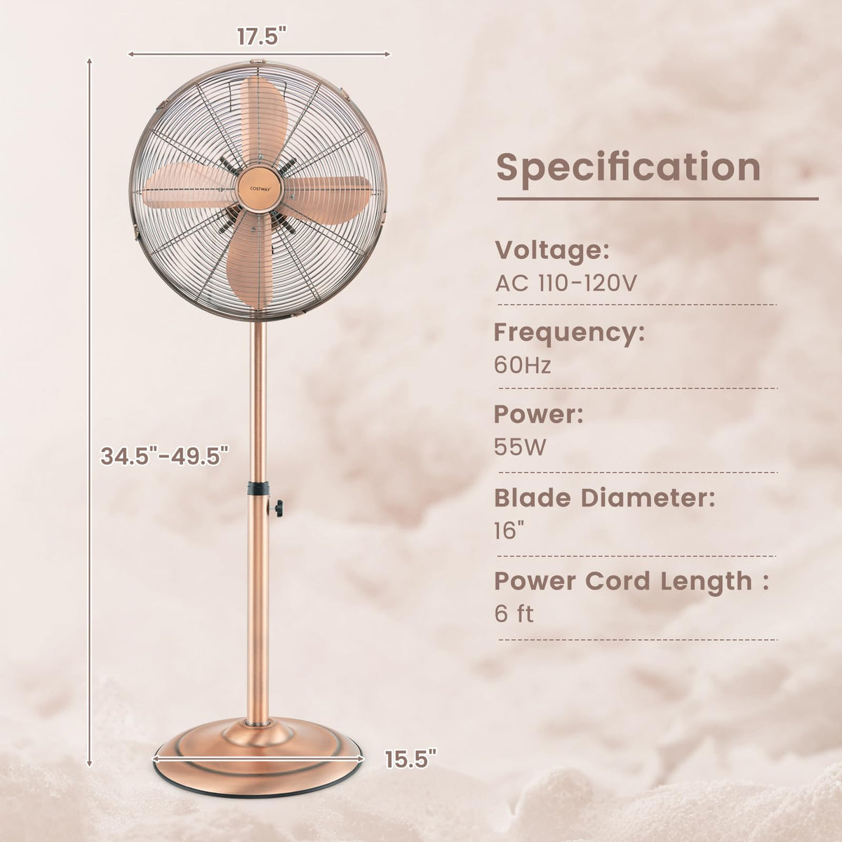 16" Metal Pedestal Fan M73118