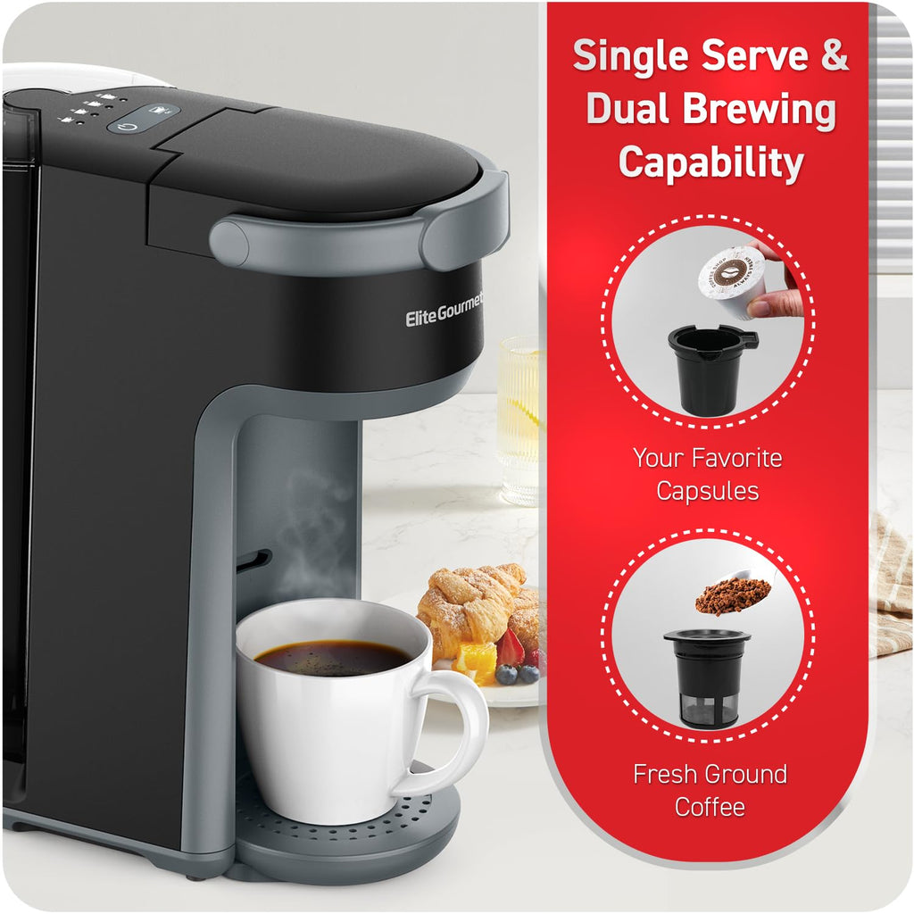 2-in-1 Capsule Coffee Maker, K-Cup & Grounds, Black D75493