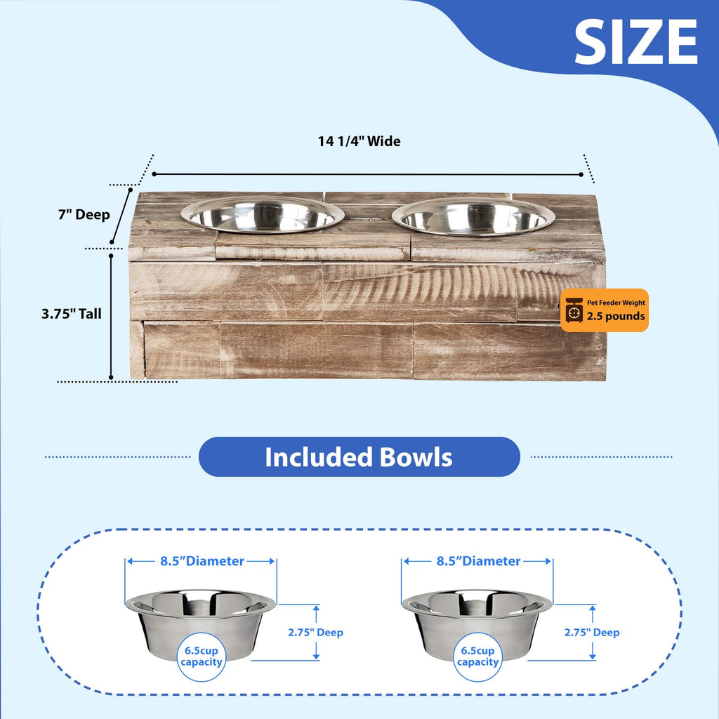 Elevated Dog & Cat Double Bowl Feeder Stainless Steel Bowls P36943