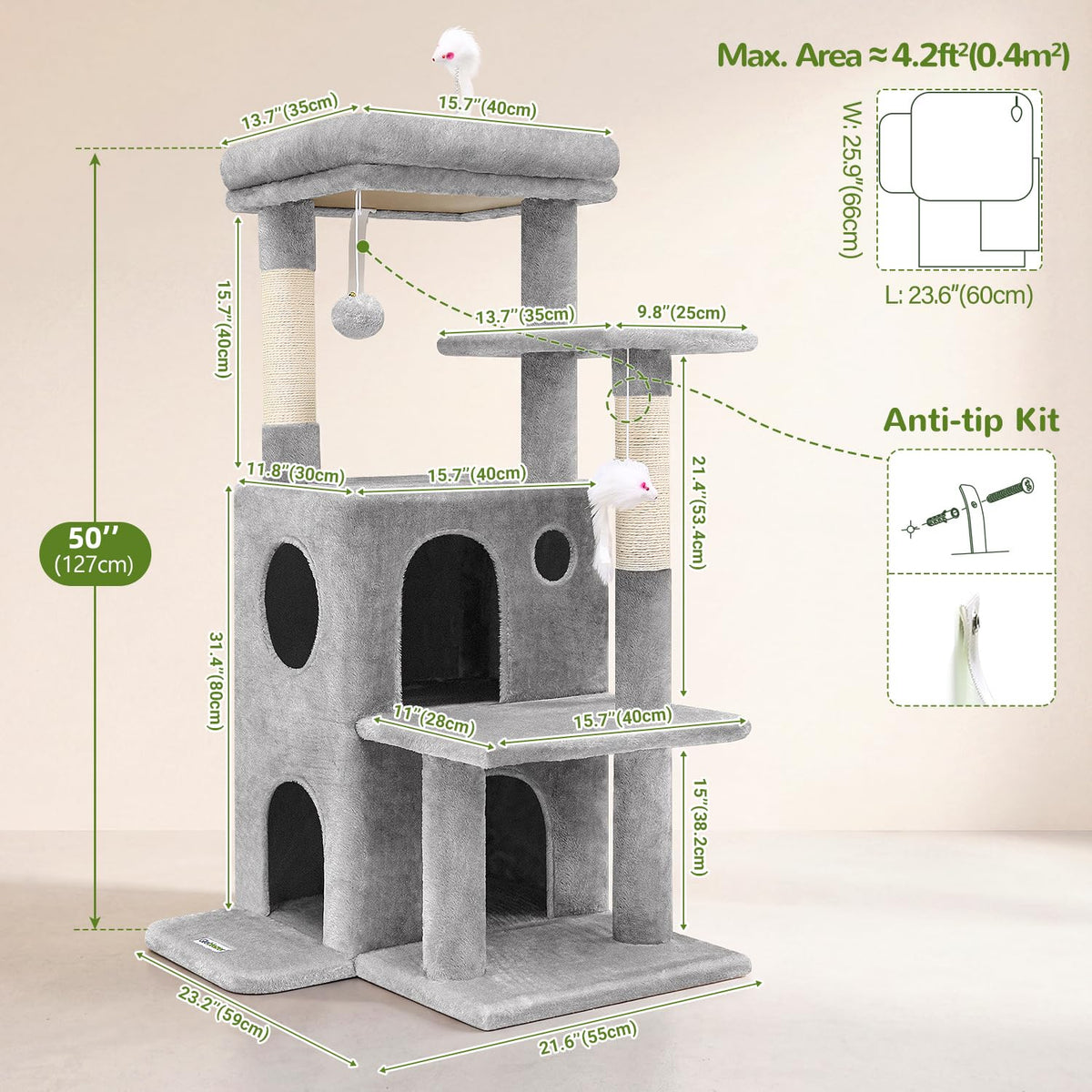 Light Grey Cat Tree Tower U83303