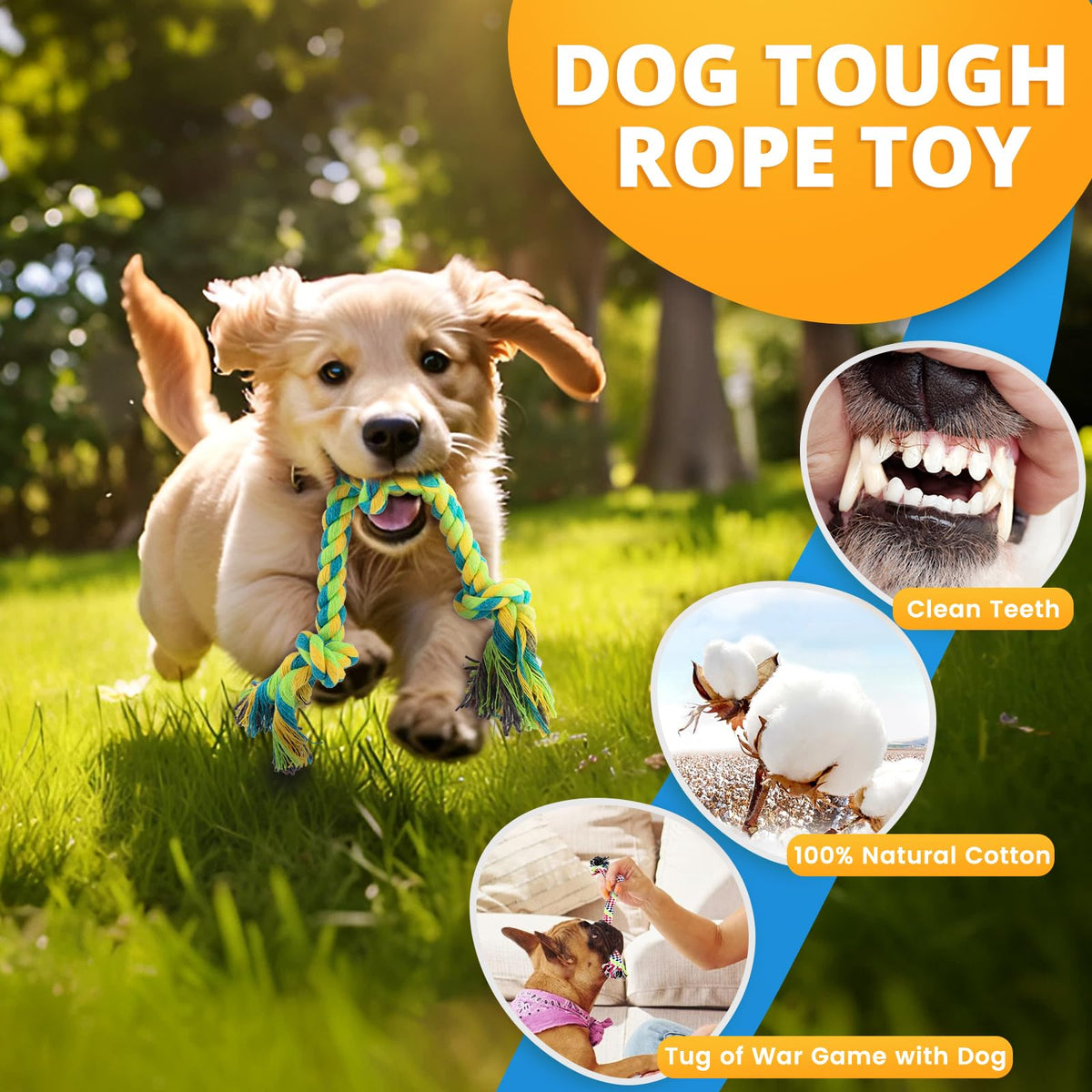 8 Pack Puppy Chew Toys with Squeaky Plush Rope and Ball O286