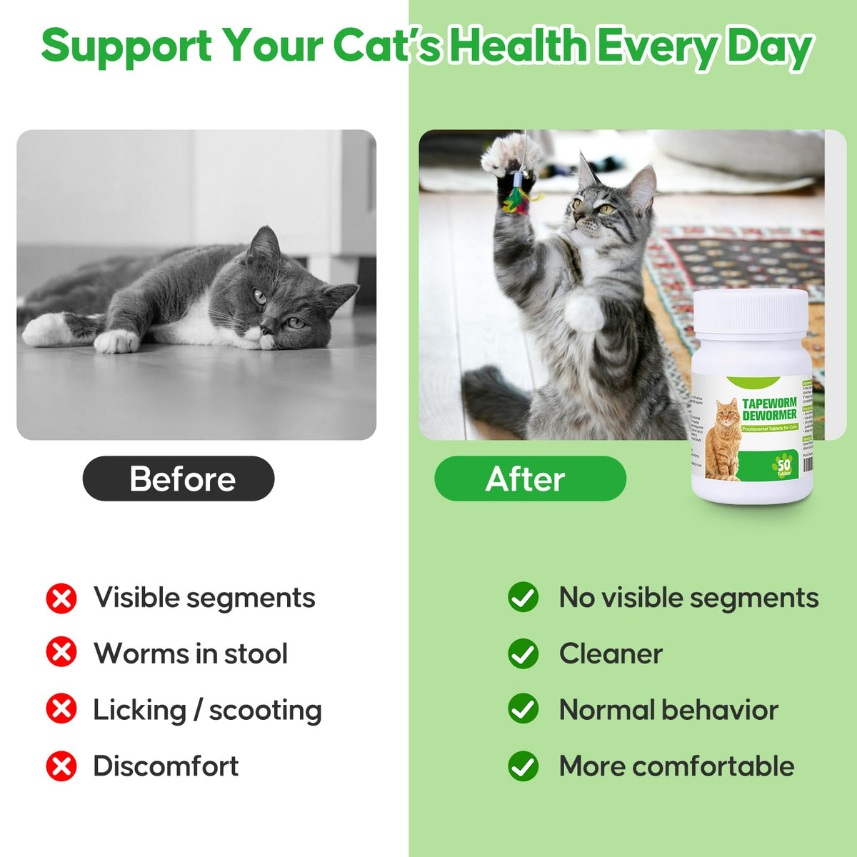 Cat Tapeworm Dewormer Tablets 50 Tablets Y783