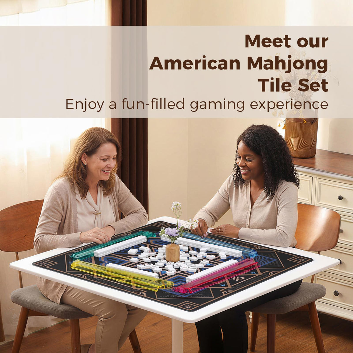 American Mahjong Set with 166 White Tiles and Racks E9179