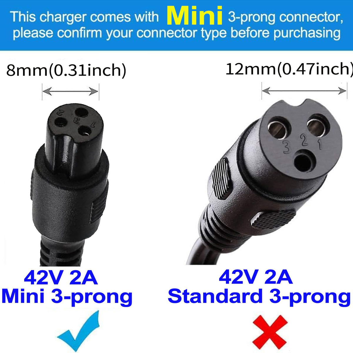 42V 2A Power Adapter with 3-Prong Inline Connector Y97923