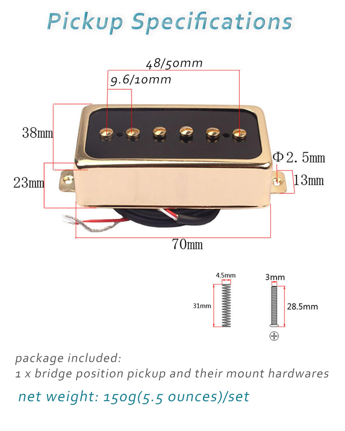 P90-Style Single Coil Pickup Set Alnico 5 Chrome/Black U664855