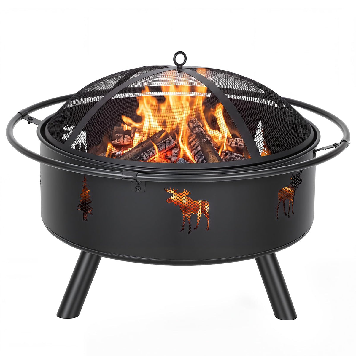 32" Round Wood Burning Fire Pit with Screen N58453