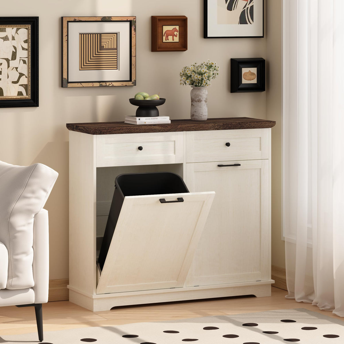 20 Gallon Wood Trash Can Cabinet F66154