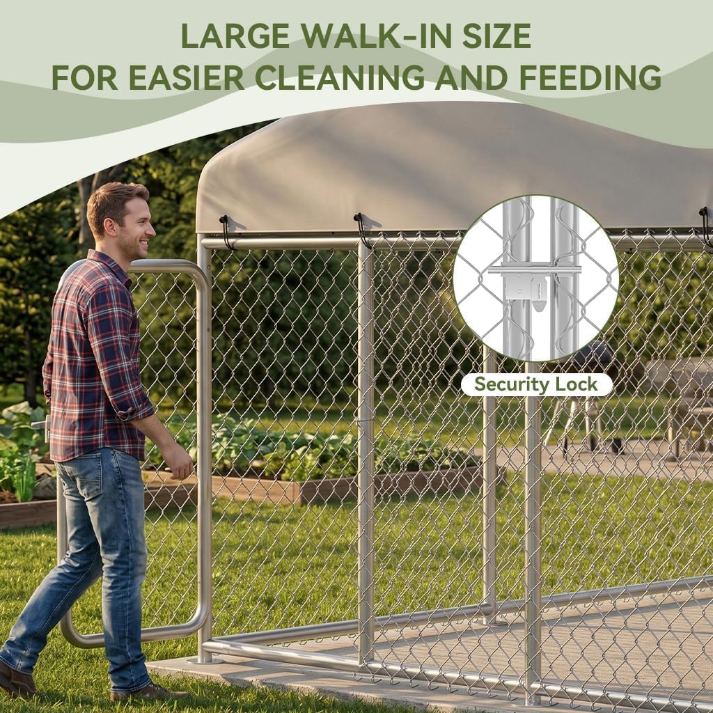 7.5x7.5ft Metal Dog Kennel with Roof A243