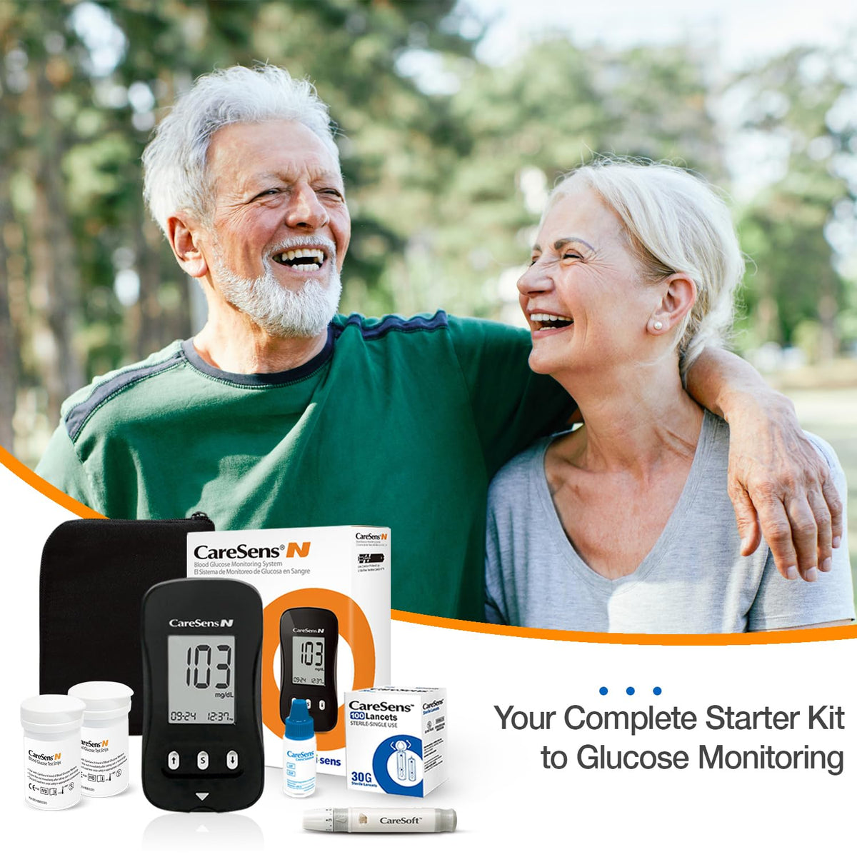 Blood Glucose Monitor Kit with 100 Test Strips, 100 Lancets, Lancing Device, Control Solution, Travel Case I2291
