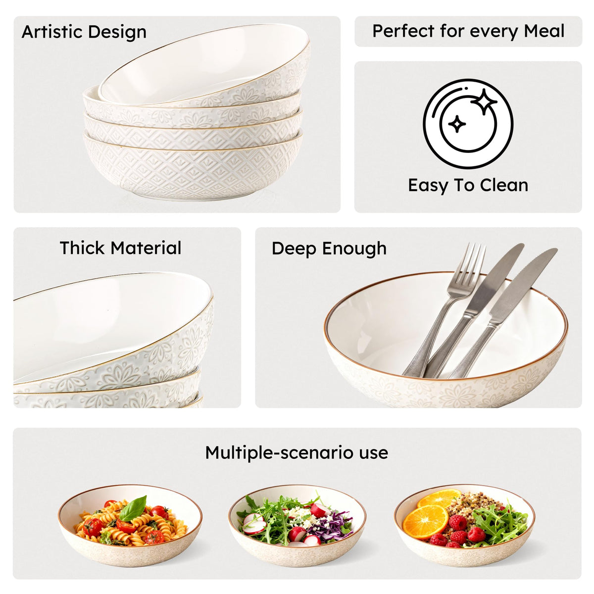 36 oz Set of 4 Ceramic Pasta Bowl X88918