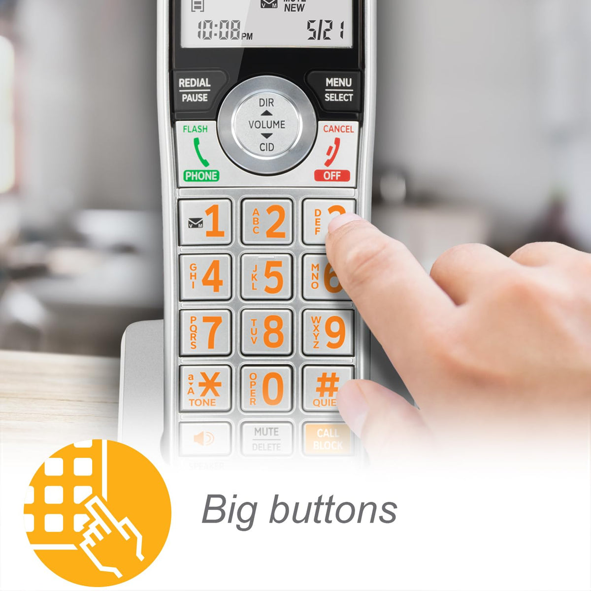 Expandable Cordless Phone with Answering System, Silver/Black, 3 Handsets N22726