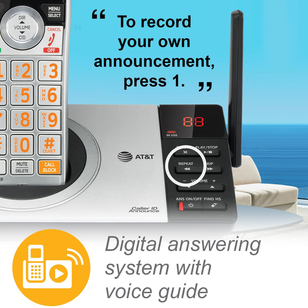 Expandable Cordless Phone with Answering System, Silver/Black, 3 Handsets N22726