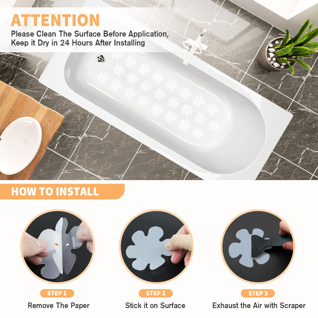 24 PCS Clear Non Slip Bathtub Stickers L8256