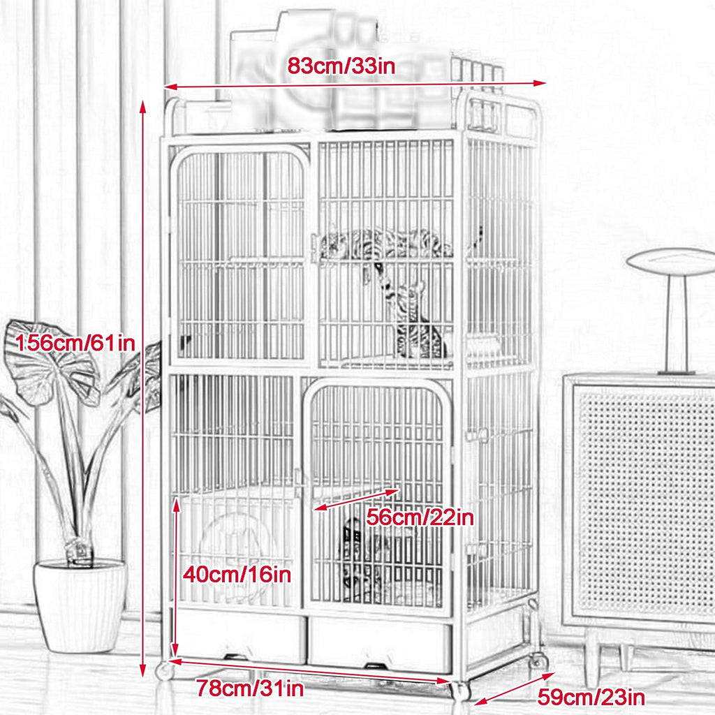 White 4 Tier Cat Cage with Litter Box I525438