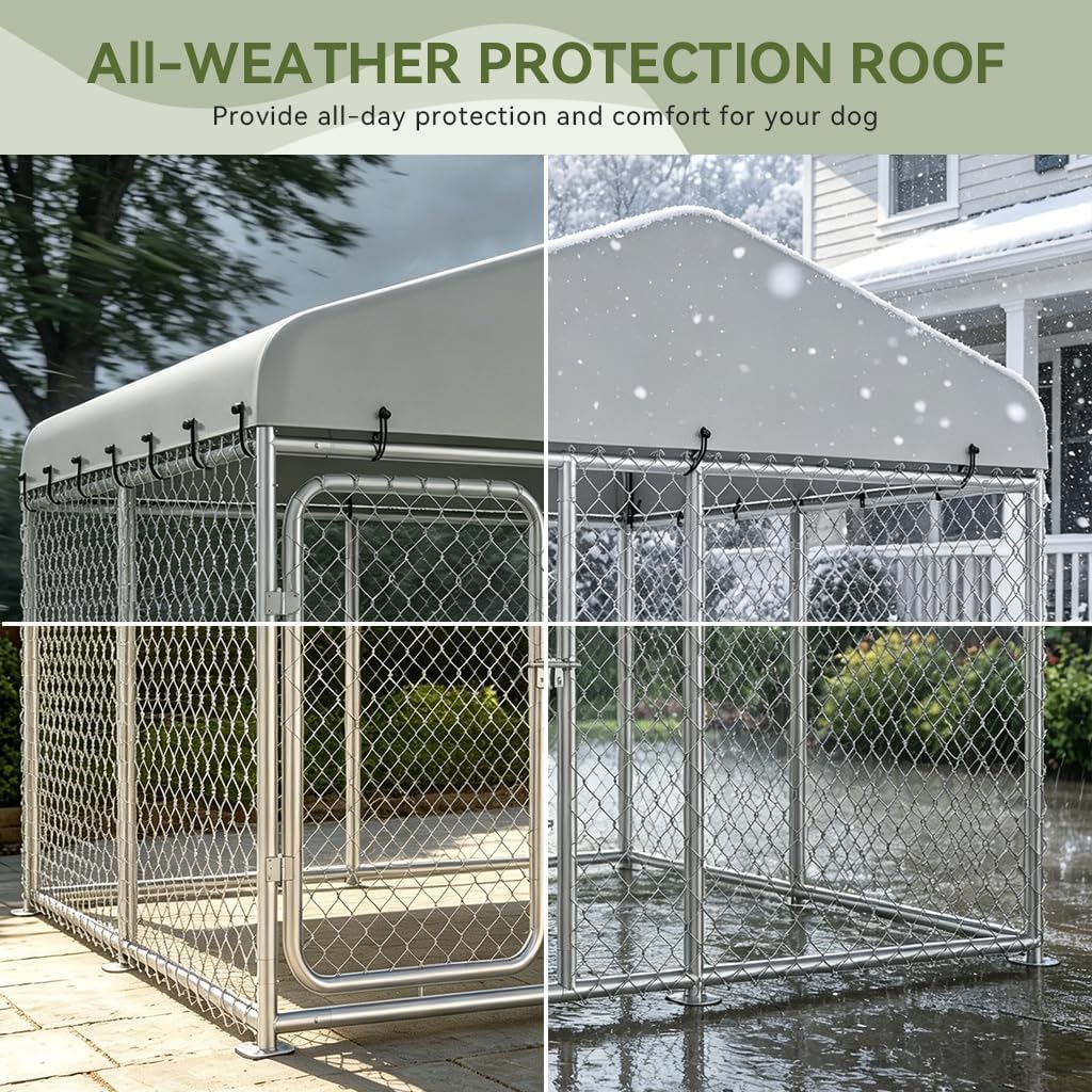7.5x7.5ft Metal Dog Kennel with Roof A243