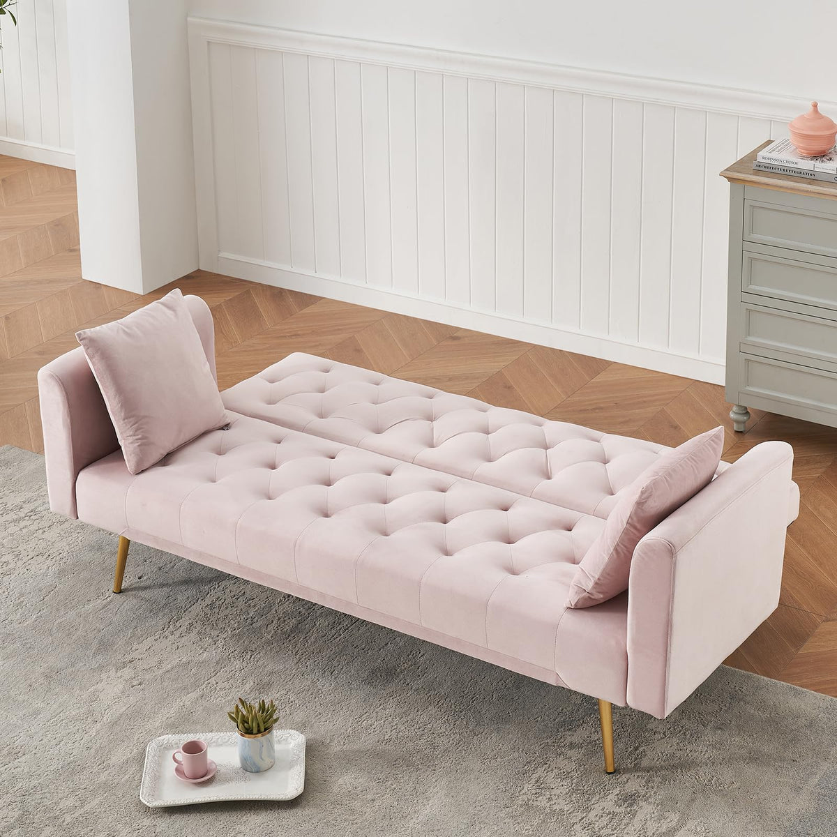 71" Velvet Convertible Sofa Bed B503093