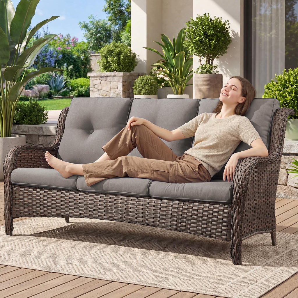 3-Seater PE Wicker Patio Sofa L859