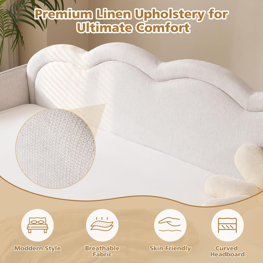 Twin Size Upholstered Linen Daybed with Metal Legs K880