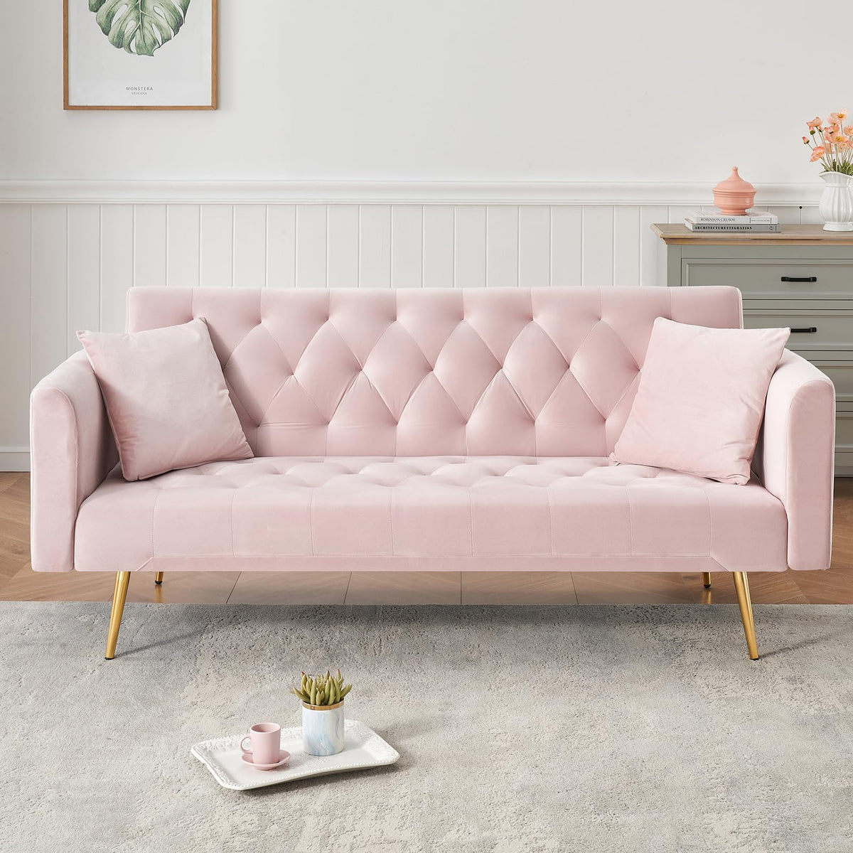 71" Velvet Convertible Sofa Bed B503093