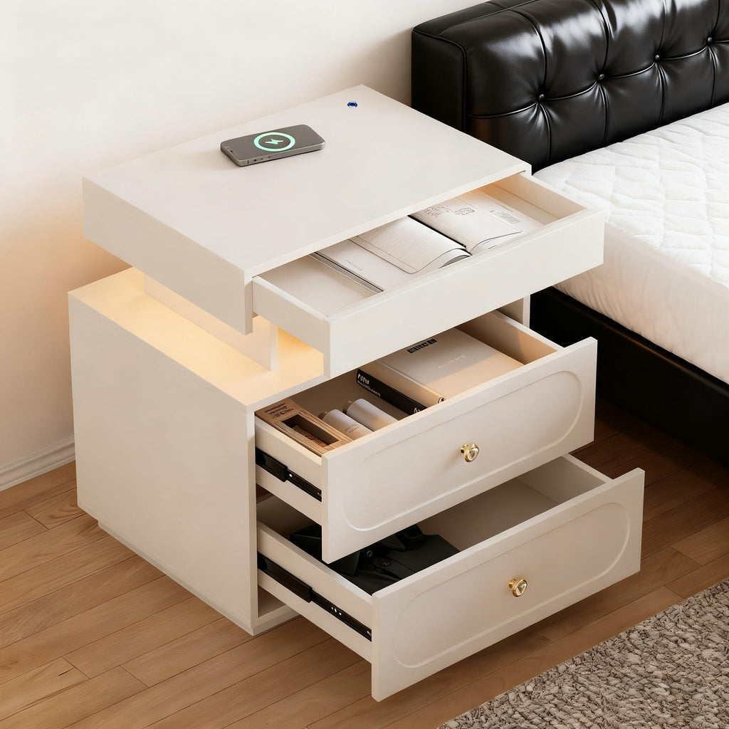 3-Drawer LED Nightstand with Light U383
