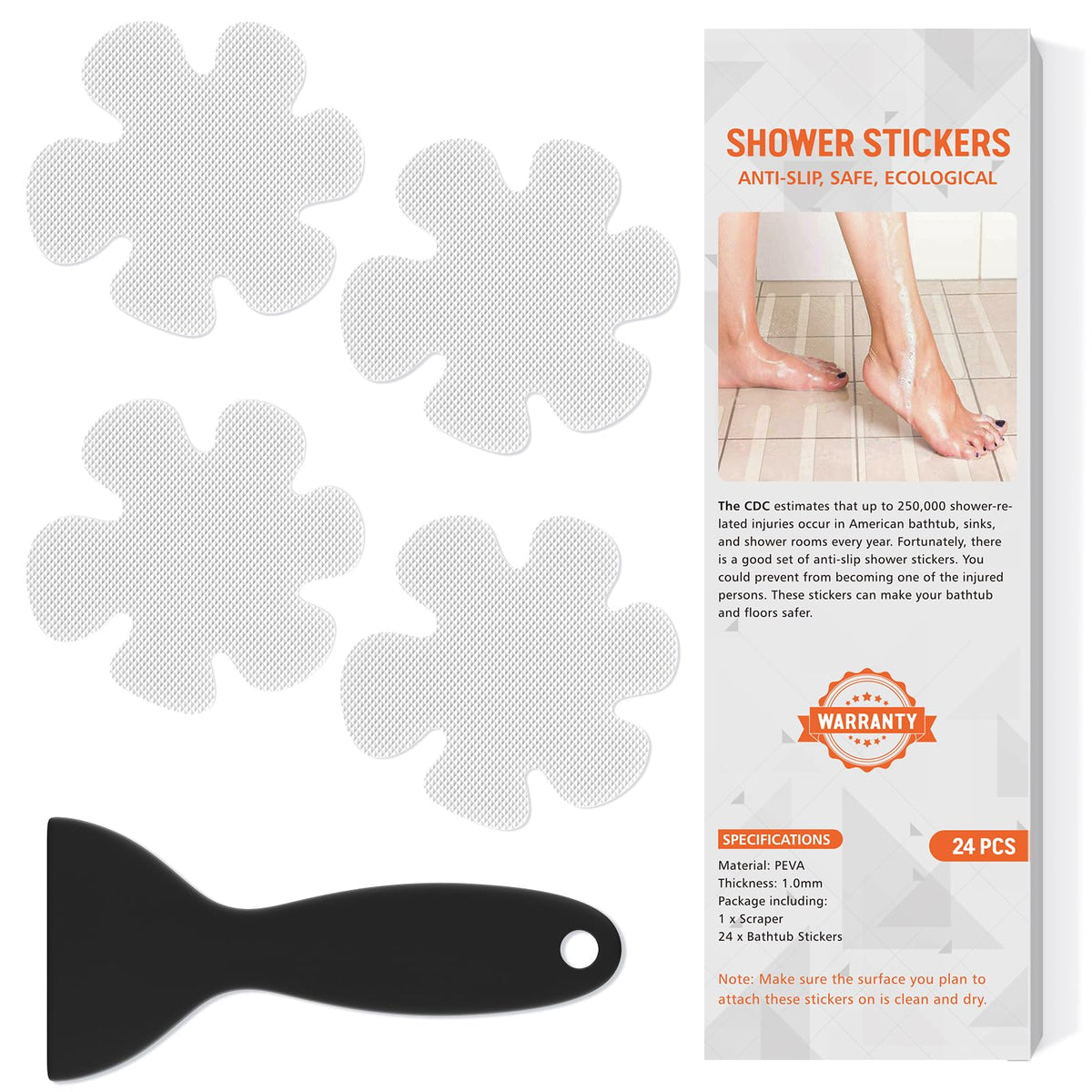 24 PCS Clear Non Slip Bathtub Stickers L8256