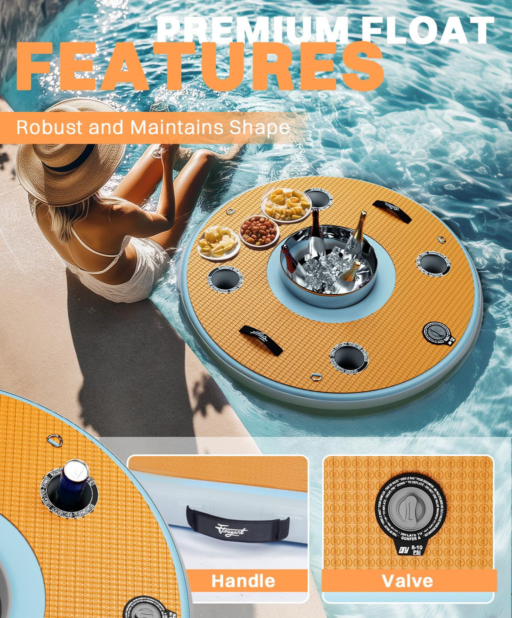 4FT Inflatable Floating Bar with Ice Bucket D2508
