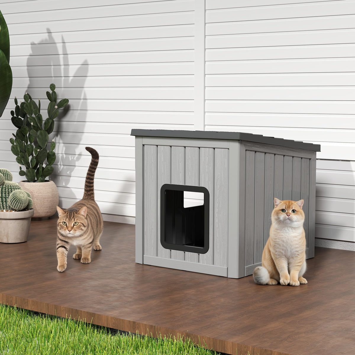 Weatherproof Insulated Resin Outdoor Cat House N1996