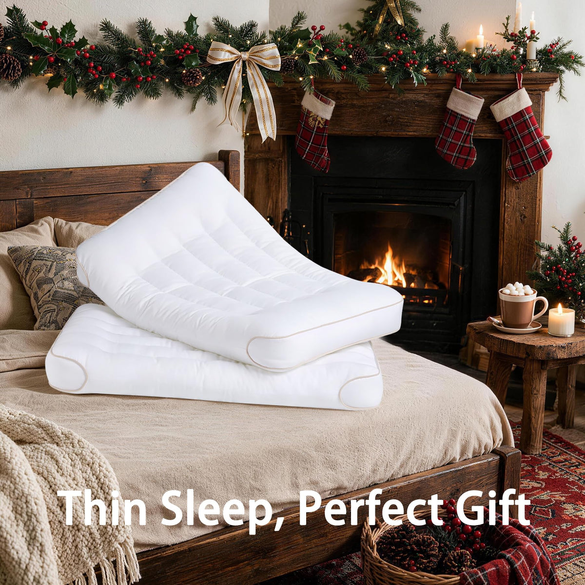 King Size Set of 2 Ultra Thin Pillow H8150