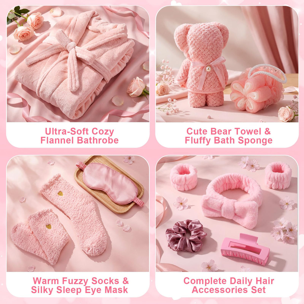 11 Pcs Pink Spa Gift Basket N118106