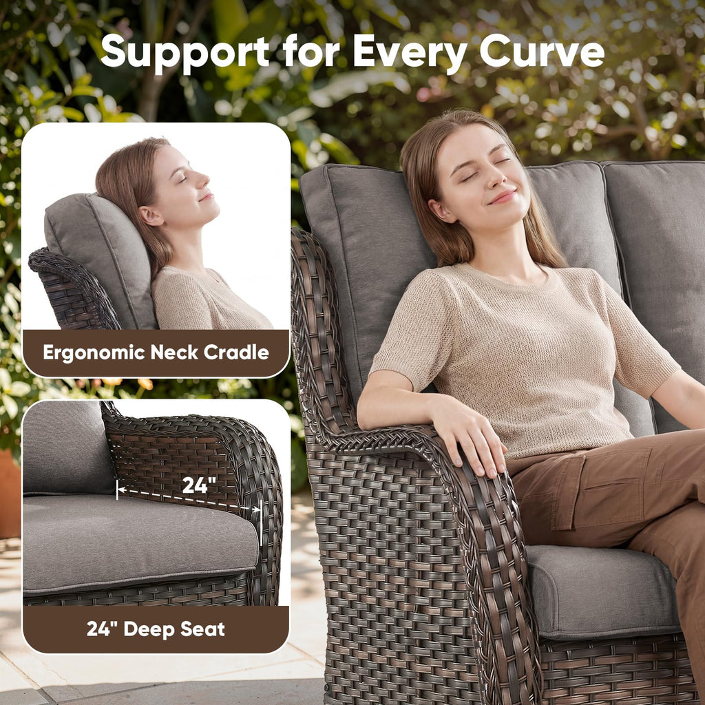 3-Seater PE Wicker Patio Sofa L859