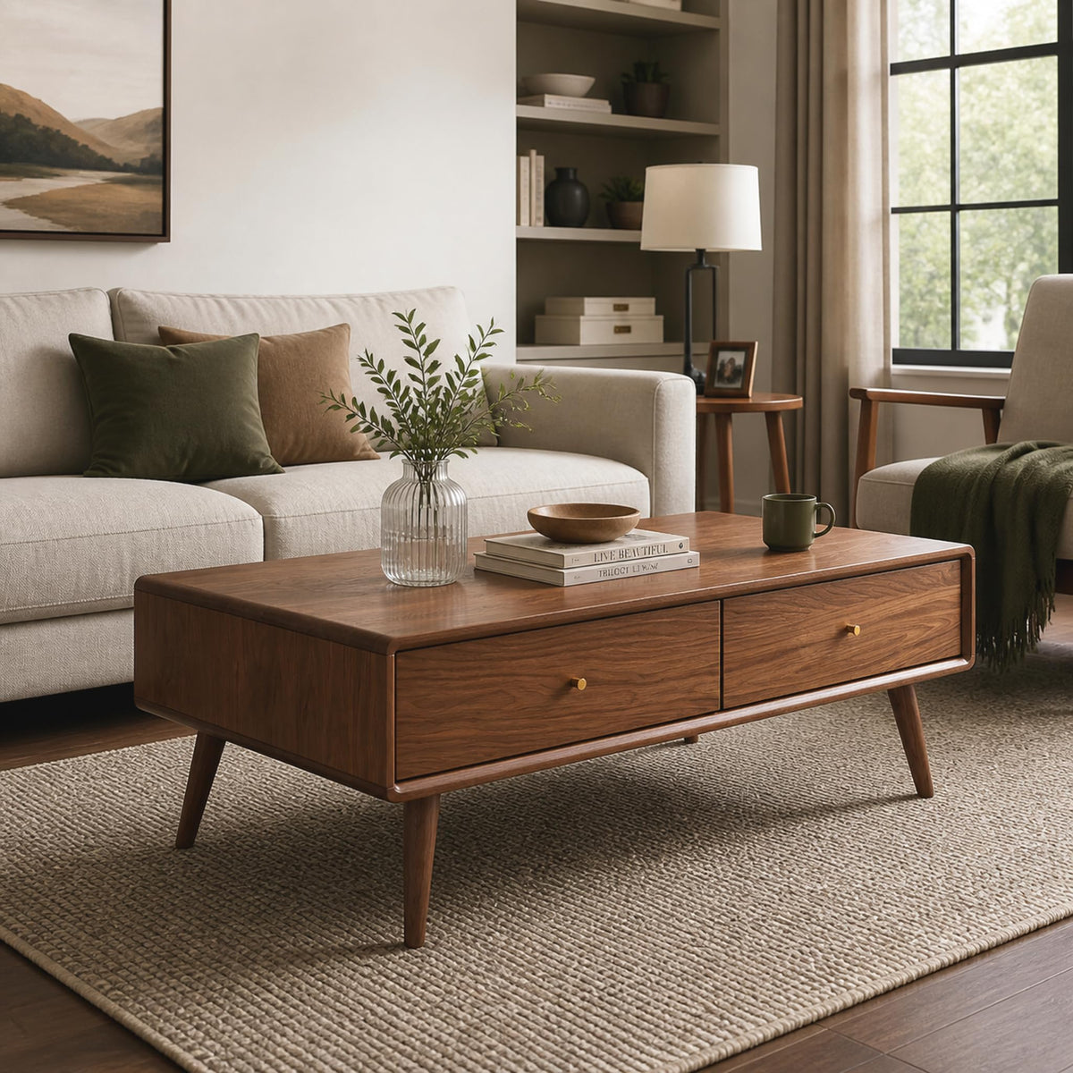 Oak Wood Coffee Table with Storage K8354