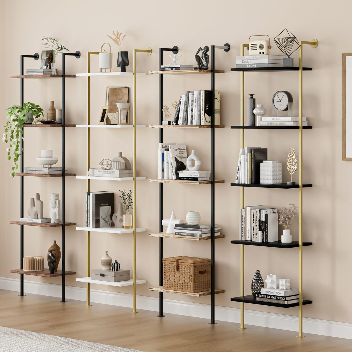 5-Tier Solid Wood Ladder Bookshelf Y979075