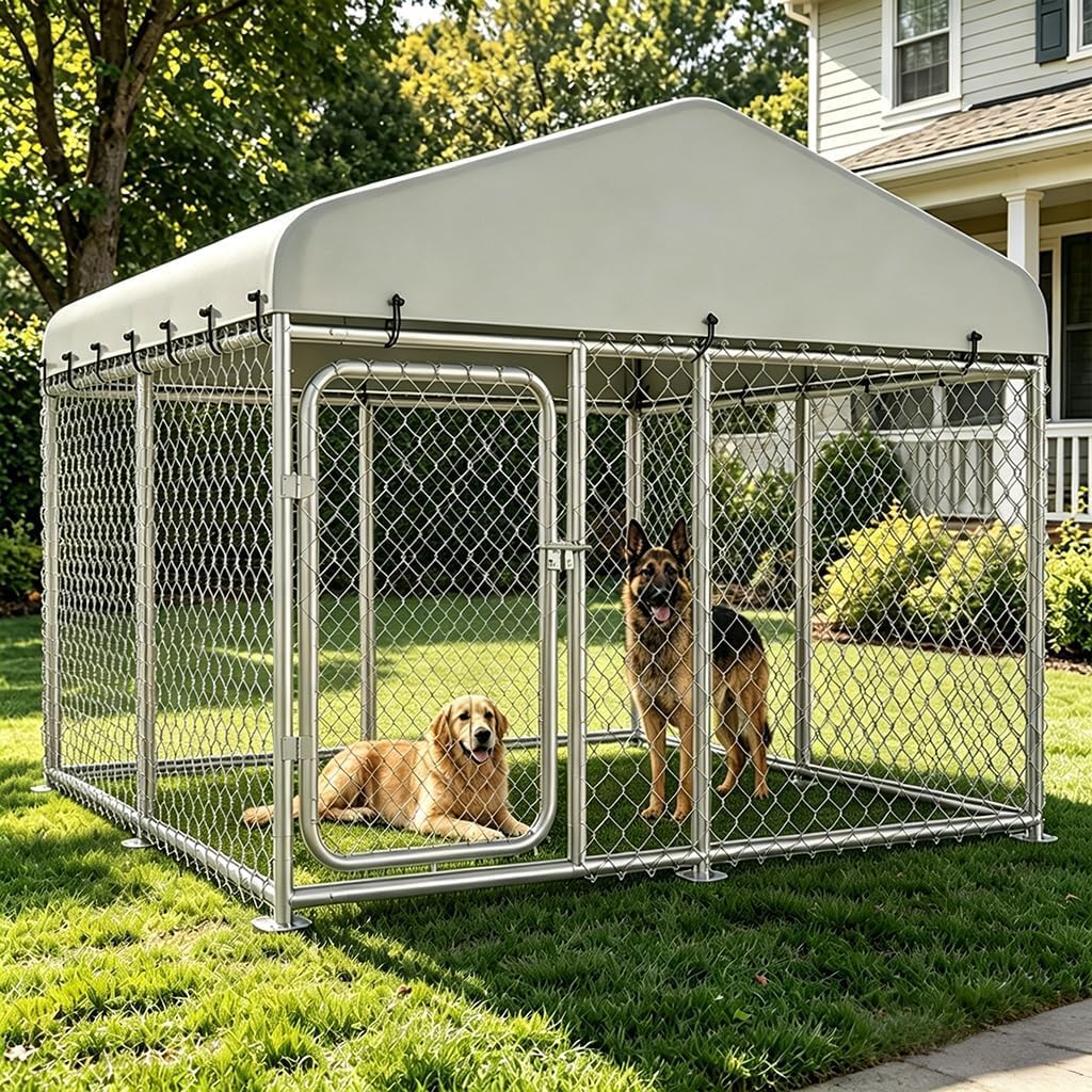 7.5x7.5ft Metal Dog Kennel with Roof A243