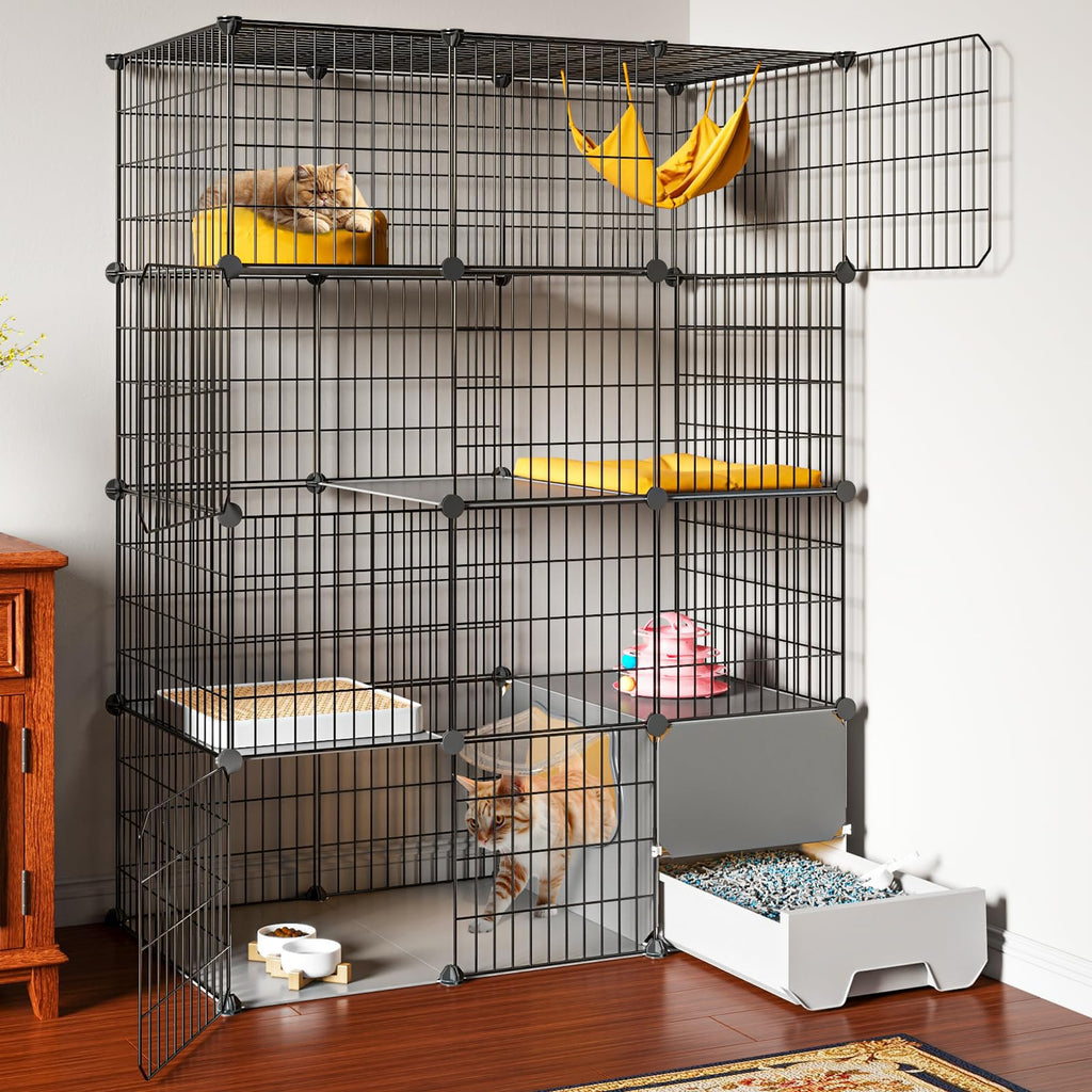 Large 4-Tier Cat Cage with Litter Box I832