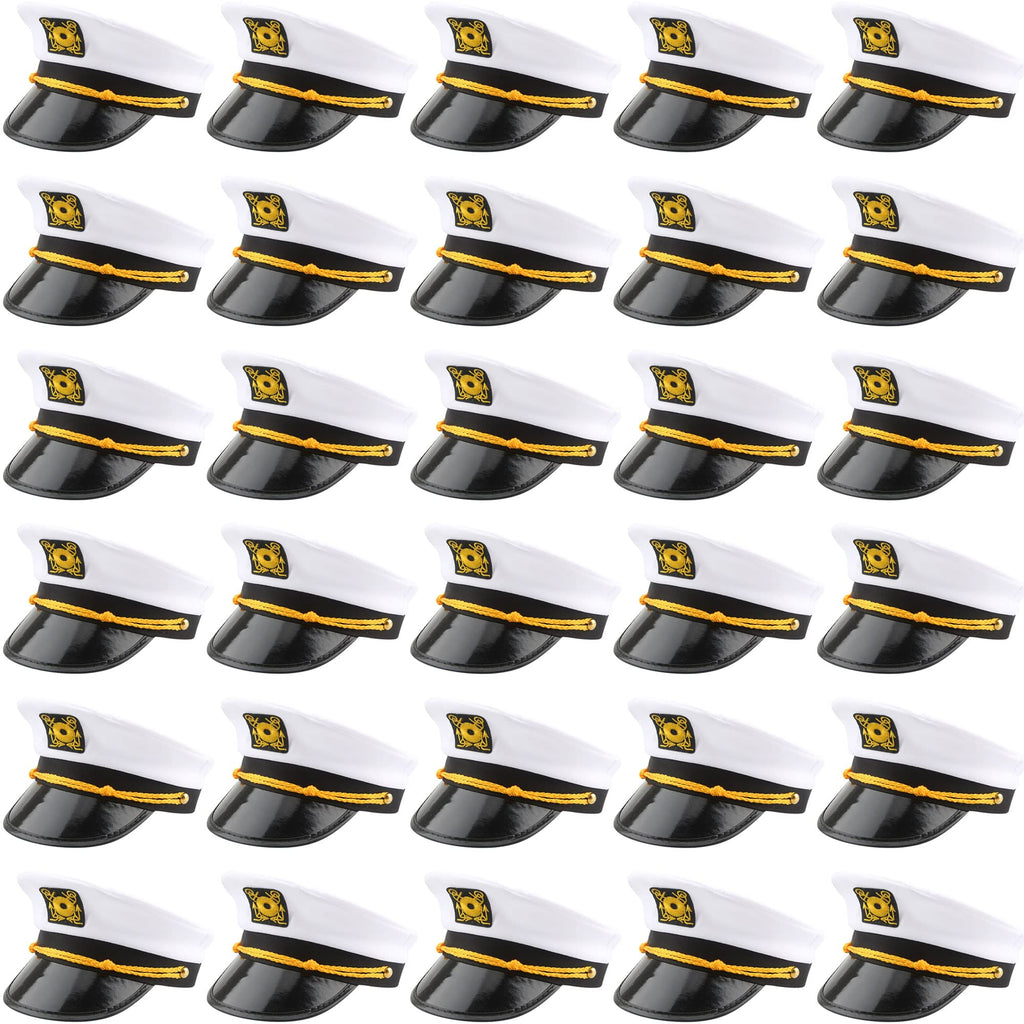 White Adjustable Captain Hats 30 Pack E701231