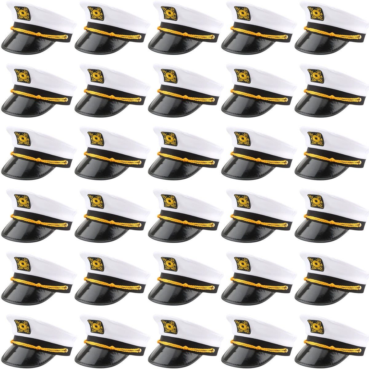 White Adjustable Captain Hats 30 Pack E701231