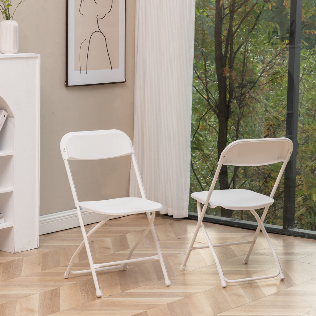 White Plastic Folding Chairs Set of 10 Steel Frame P18364