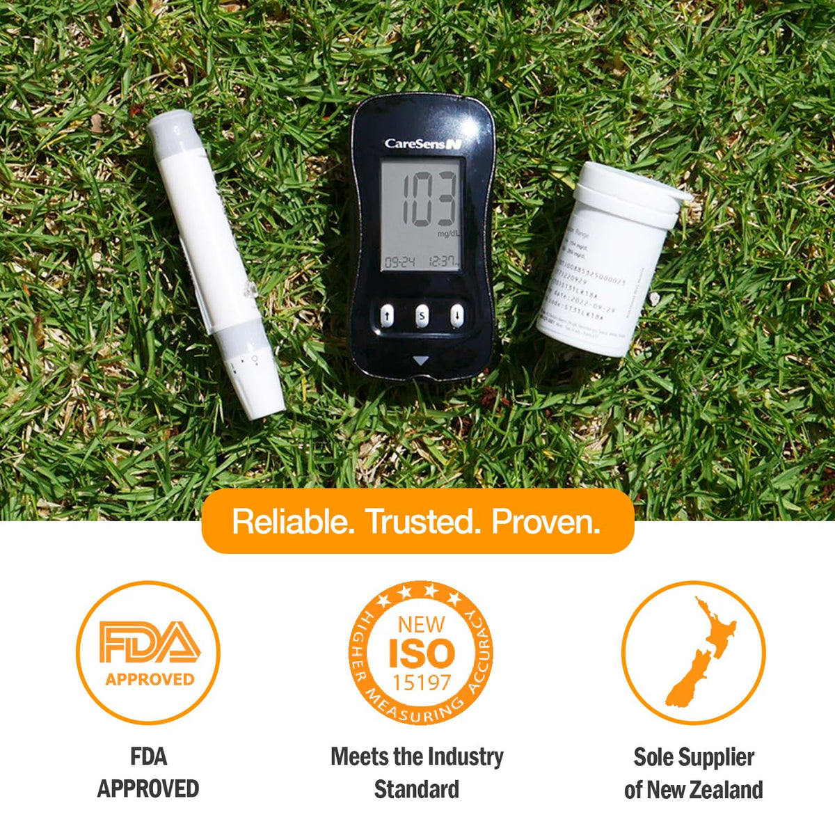 Blood Glucose Monitor Kit with 100 Test Strips, 100 Lancets, Lancing Device, Control Solution, Travel Case I2291