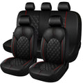 PU Leather Car Seat Covers Full Set Waterproof Split Bench Black Red L97714