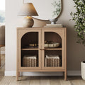 Modern Farmhouse Storage Cabinet with Glass Doors and Adjustable Shelf D69120