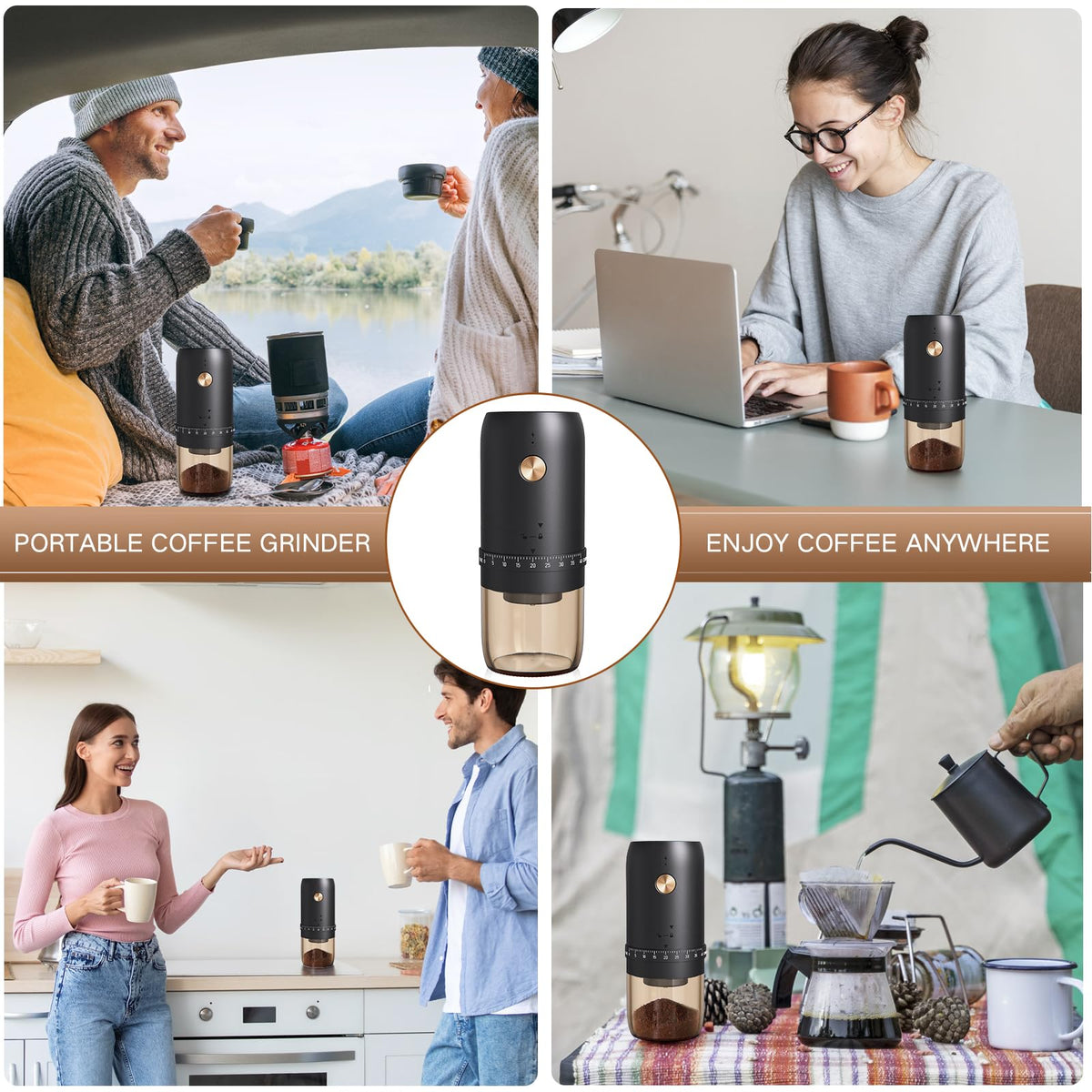 Portable Electric Coffee Grinder, 40 Settings, Conical Burr, USB-C, Black A448
