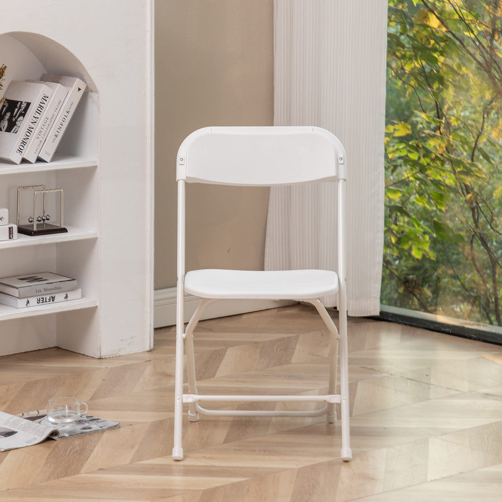 White Plastic Folding Chairs Set of 10 Steel Frame P18364