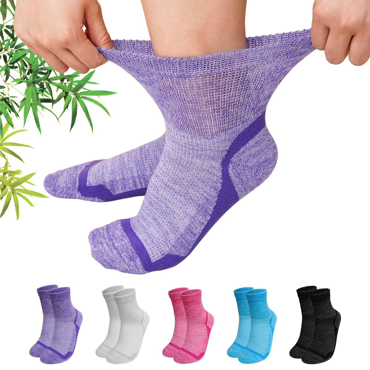 Bamboo Viscose Non-Binding Ankle Socks 5 Pairs F165308