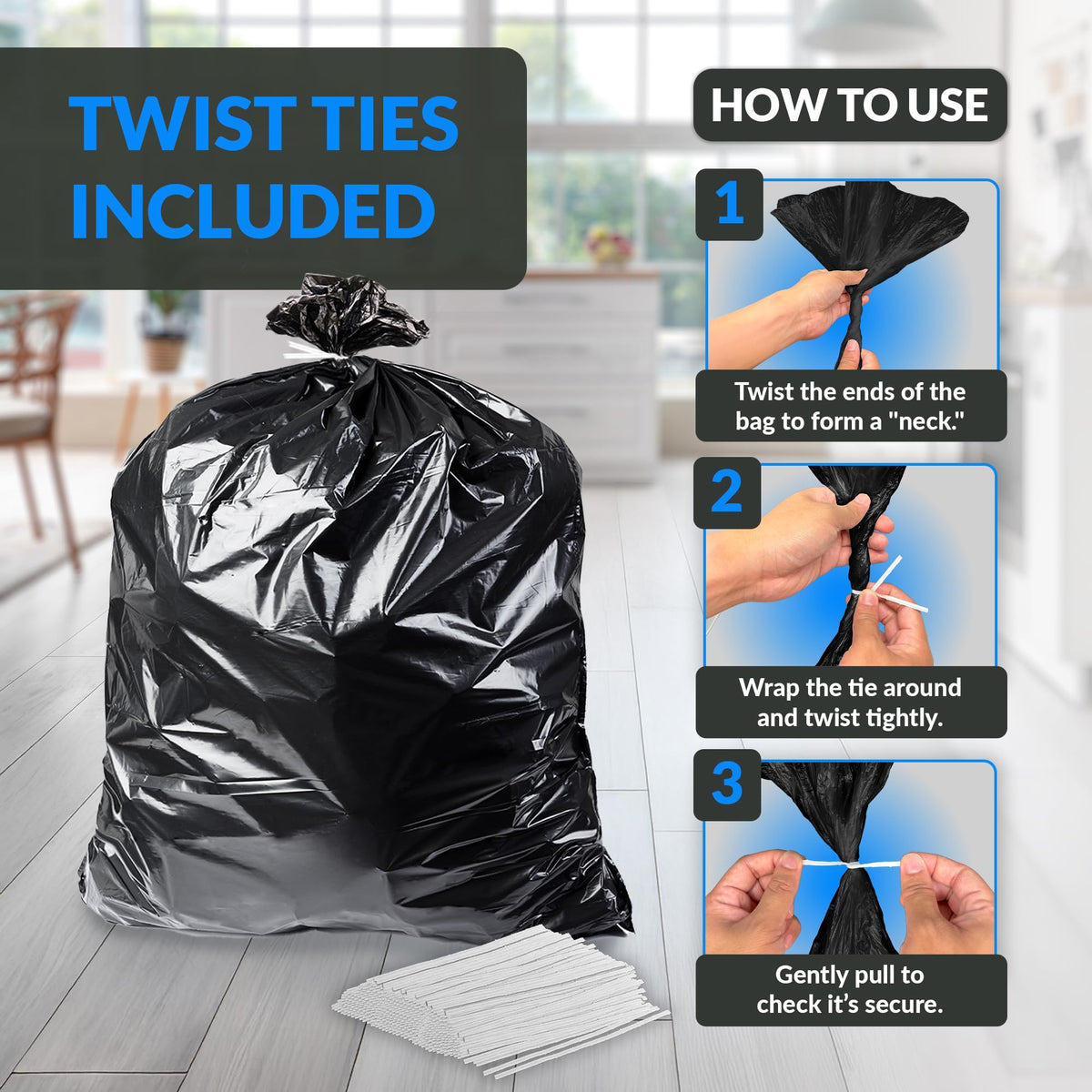 65 Gallon Heavy Duty Trash Bags J3441