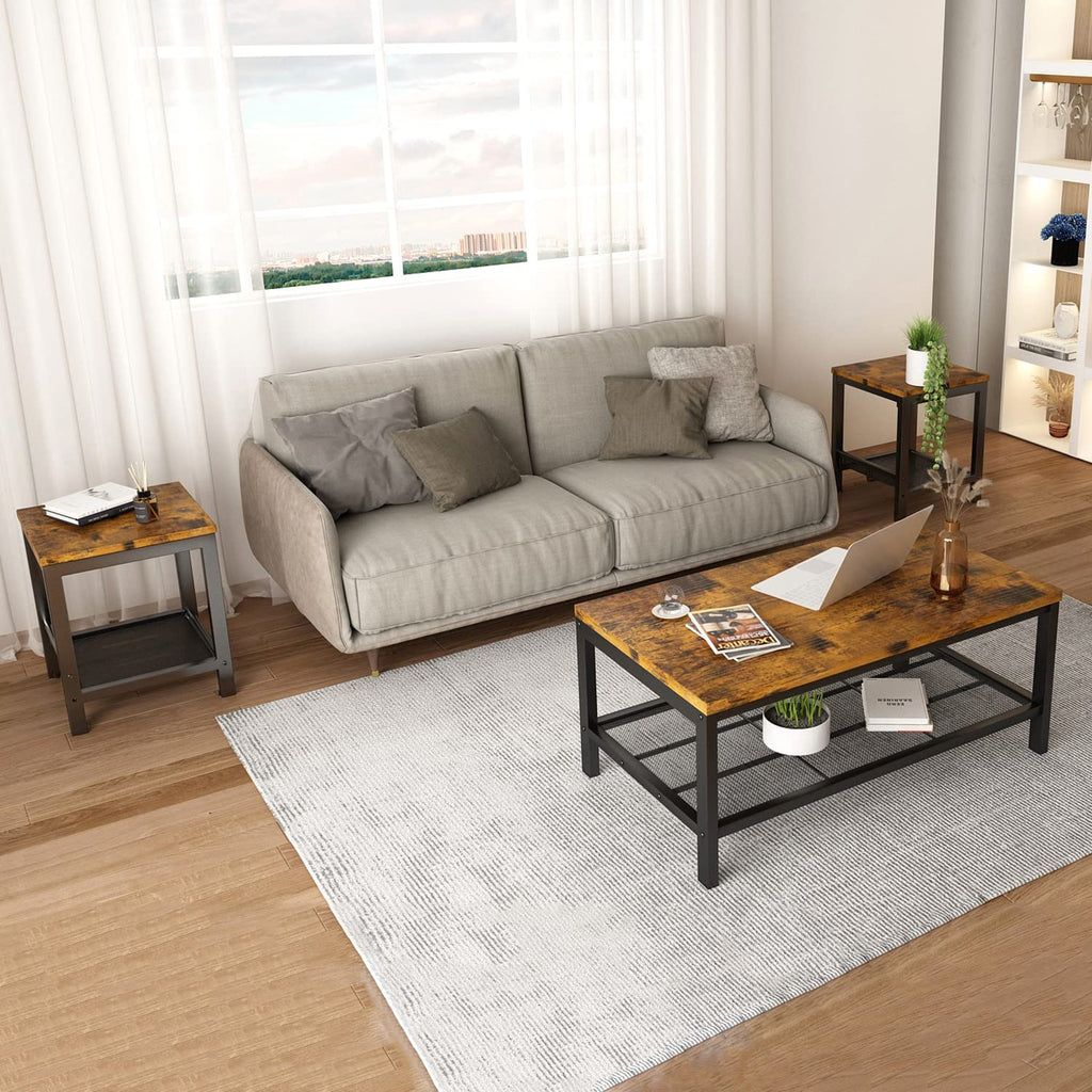 3 Pieces Coffee Table Set with 2 End Side Tables A581050
