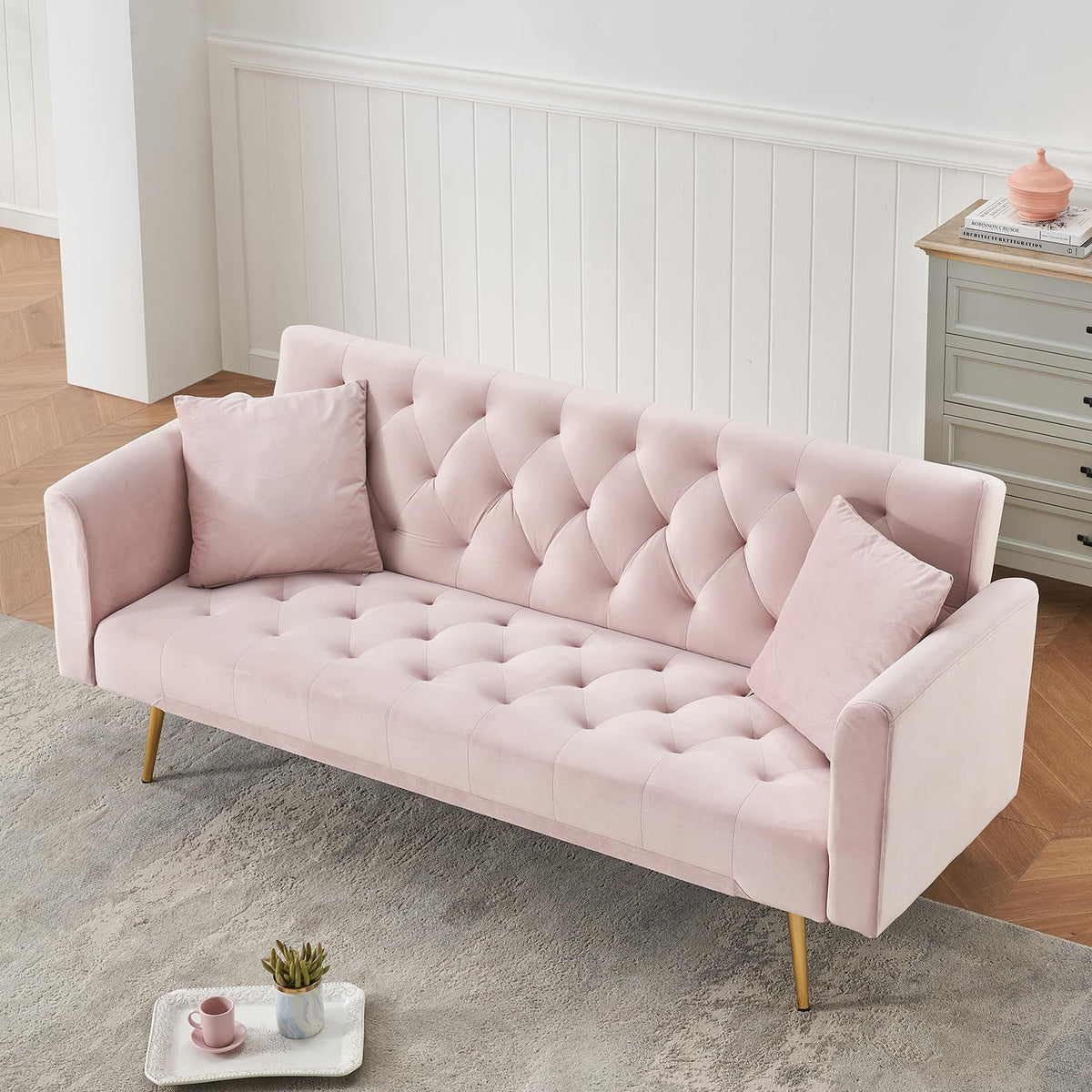 71" Velvet Convertible Sofa Bed B503093